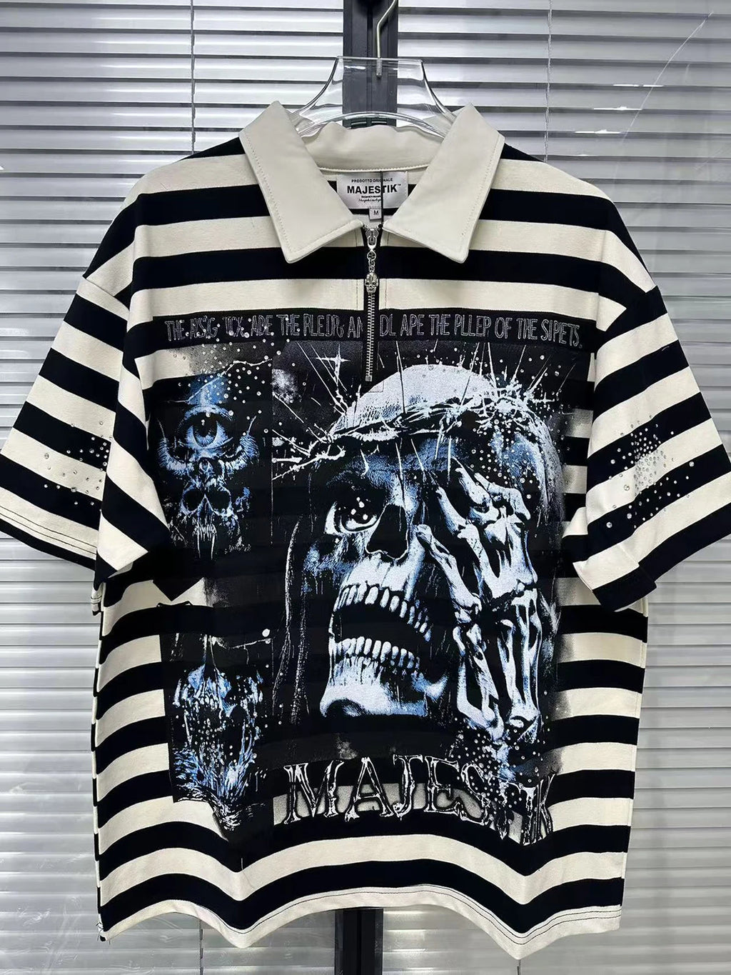 Color Match Striped Shinning Diamon Polo Shirts for Men Patchwork Streetwear Cotton High Quality Summer T-shirts Oversized