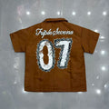 Green Triple Sevens Inseide Splice Black Shirts Chest Embroidery Label T-shirt Men Women Back 07 Digit Short Sleeve Loose Shirt