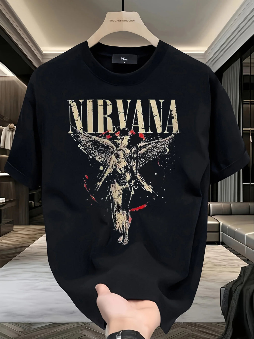 Angel, Nirvana Rebirth, Pattern Front Print, Men's Short sleeved T-shirt