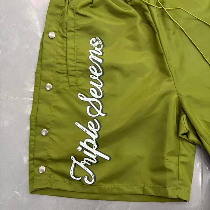 Green Triple Sevens Inseide Splice Black Shirts Chest Embroidery Label T-shirt Men Women Back 07 Digit Short Sleeve Loose Shirt