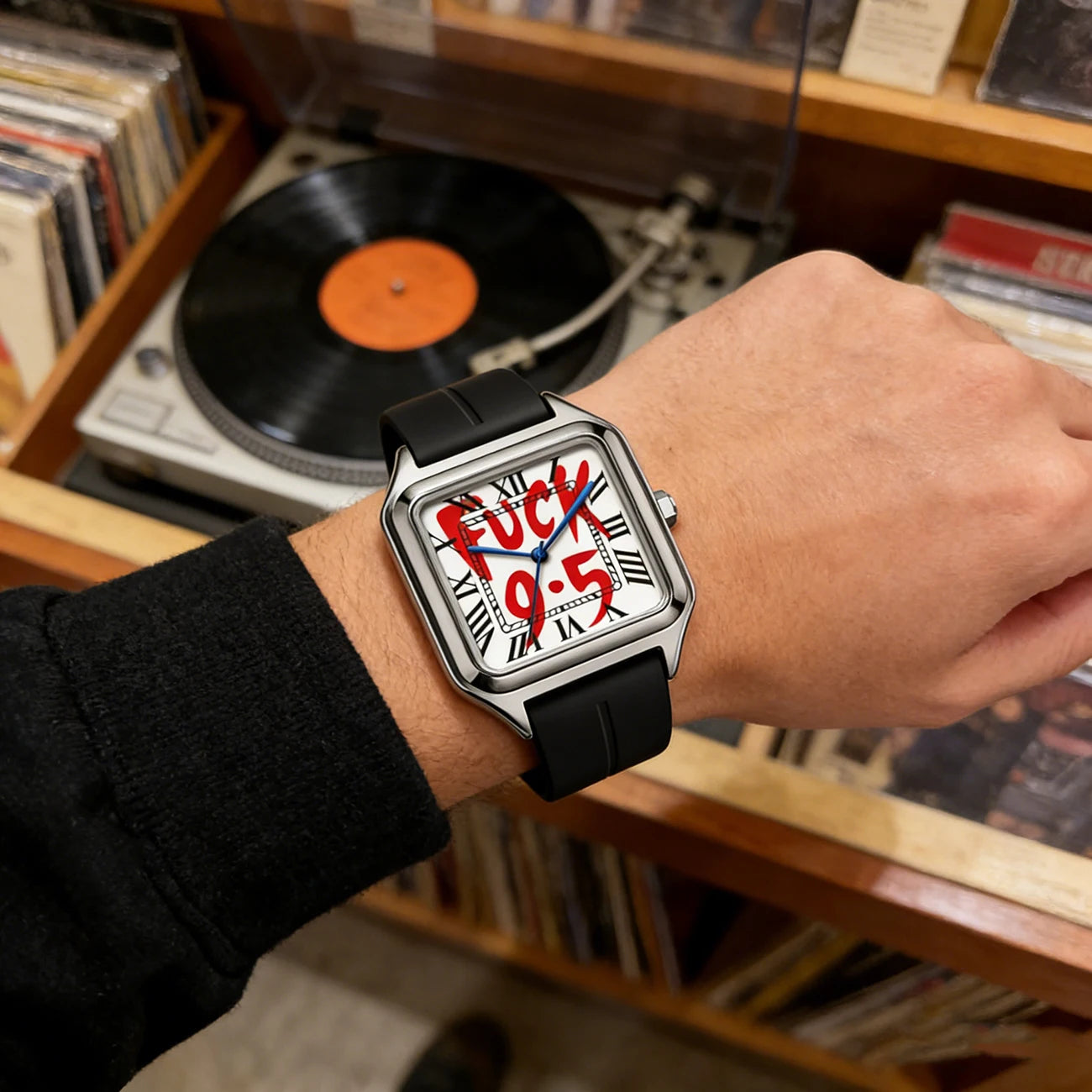 Fashionable and Elegant Neutral Stainless Steel Alloy Square Dial Silicone Strap Quartz Watch 3Atm Waterproof Minimalist Design