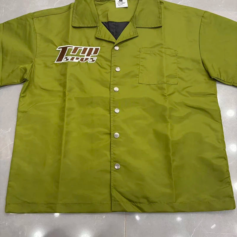 Green Triple Sevens Inseide Splice Black Shirts Chest Embroidery Label T-shirt Men Women Back 07 Digit Short Sleeve Loose Shirt