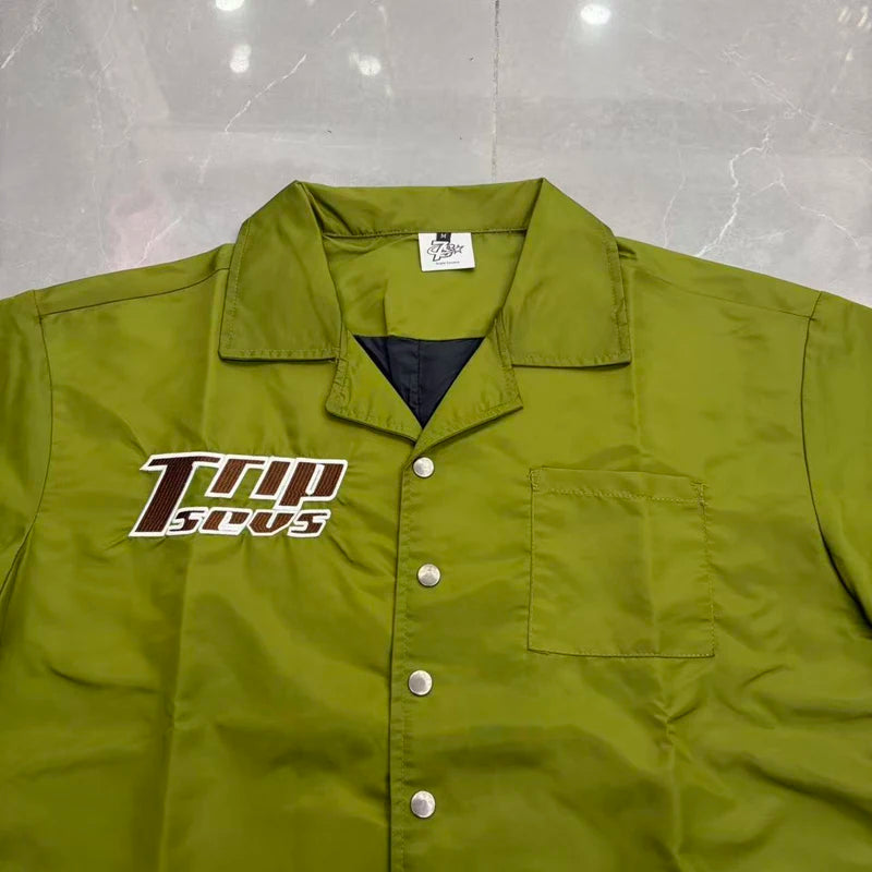 Green Triple Sevens Inseide Splice Black Shirts Chest Embroidery Label T-shirt Men Women Back 07 Digit Short Sleeve Loose Shirt