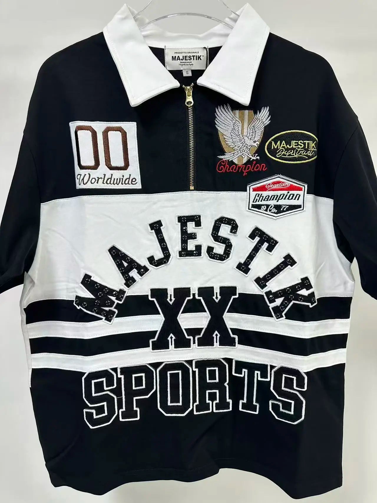 Color Match Striped Shinning Diamon Polo Shirts for Men Patchwork Streetwear Cotton High Quality Summer T-shirts Oversized