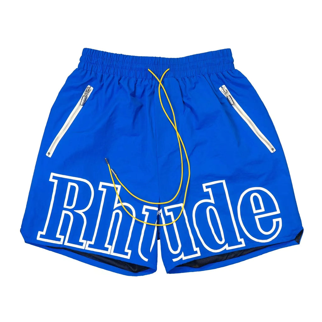High street fashion RHUDE letter printed hip-hop casual pants beach pants men's five quarter shorts
