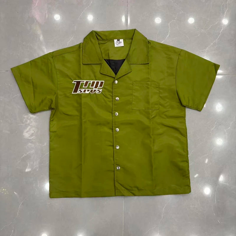 Green Triple Sevens Inseide Splice Black Shirts Chest Embroidery Label T-shirt Men Women Back 07 Digit Short Sleeve Loose Shirt