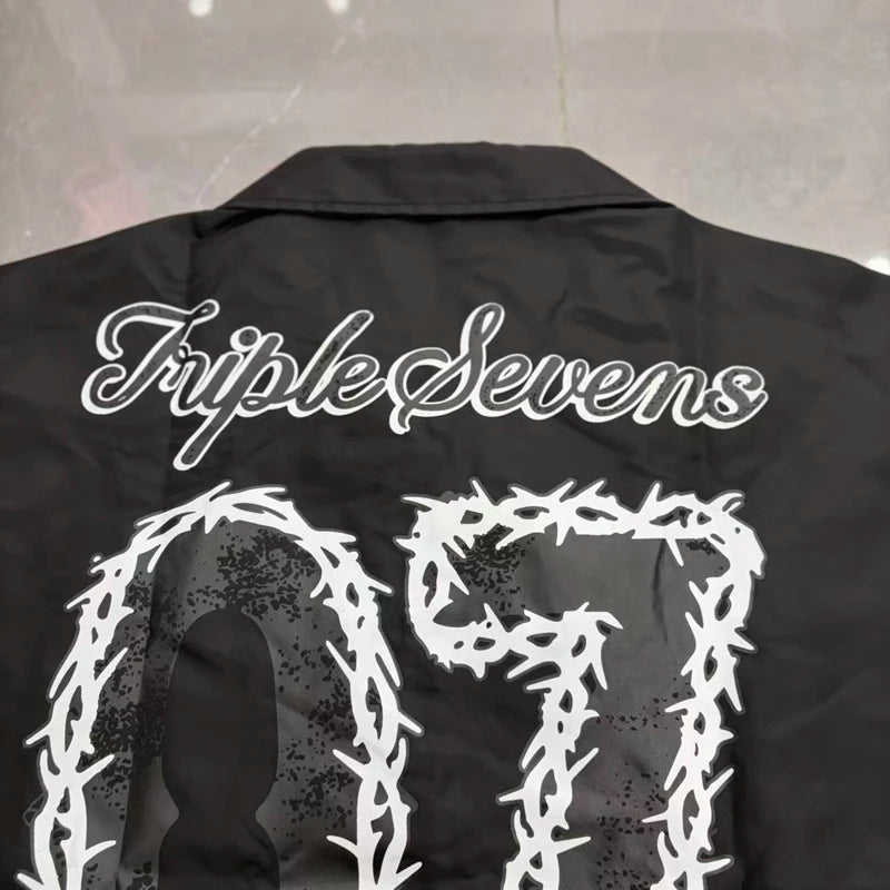 Green Triple Sevens Inseide Splice Black Shirts Chest Embroidery Label T-shirt Men Women Back 07 Digit Short Sleeve Loose Shirt