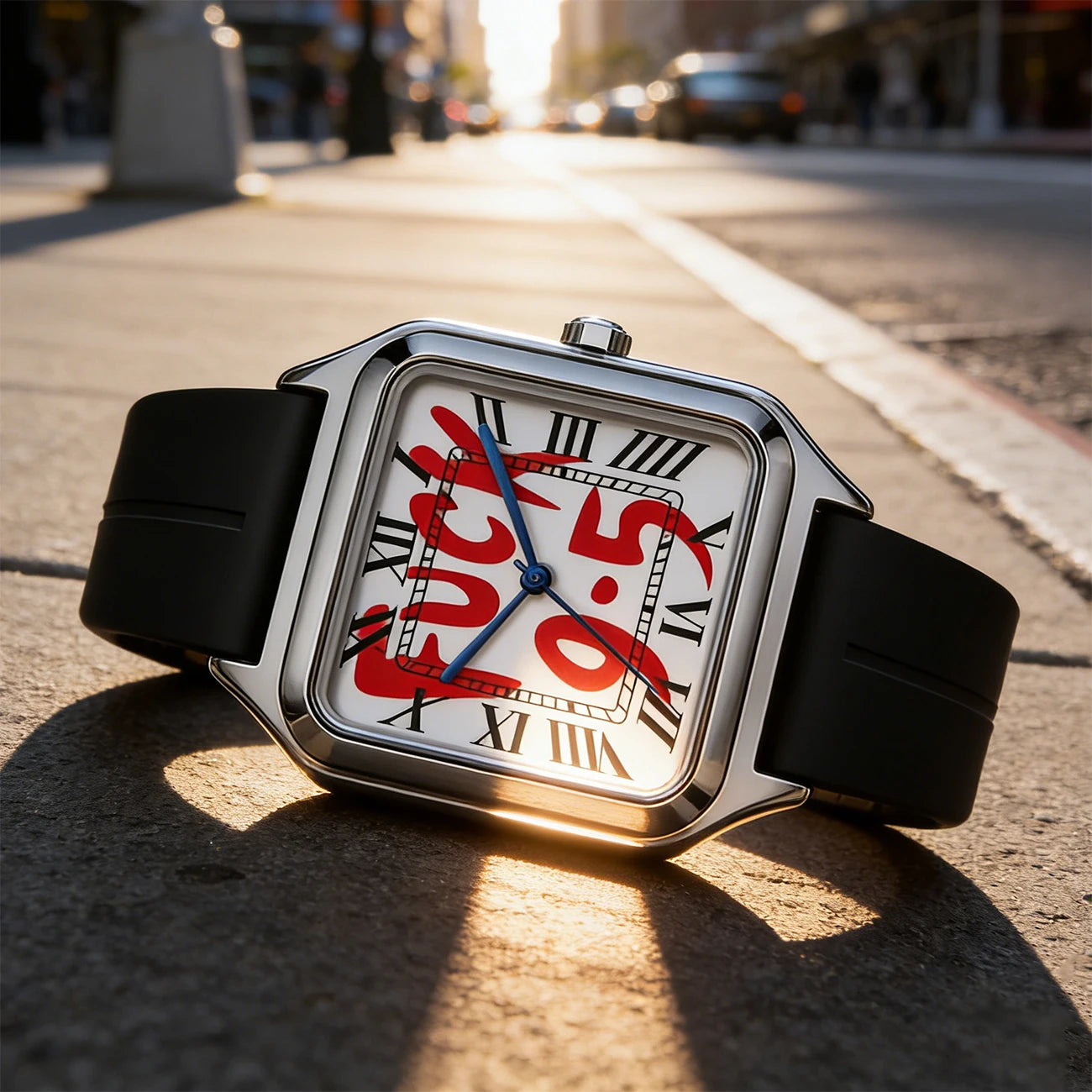 Fashionable and Elegant Neutral Stainless Steel Alloy Square Dial Silicone Strap Quartz Watch 3Atm Waterproof Minimalist Design