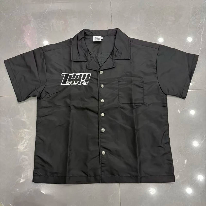 Green Triple Sevens Inseide Splice Black Shirts Chest Embroidery Label T-shirt Men Women Back 07 Digit Short Sleeve Loose Shirt