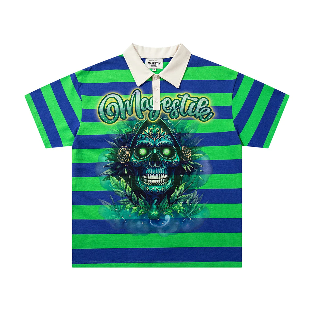 Color Match Striped Shinning Diamon Polo Shirts for Men Patchwork Streetwear Cotton High Quality Summer T-shirts Oversized