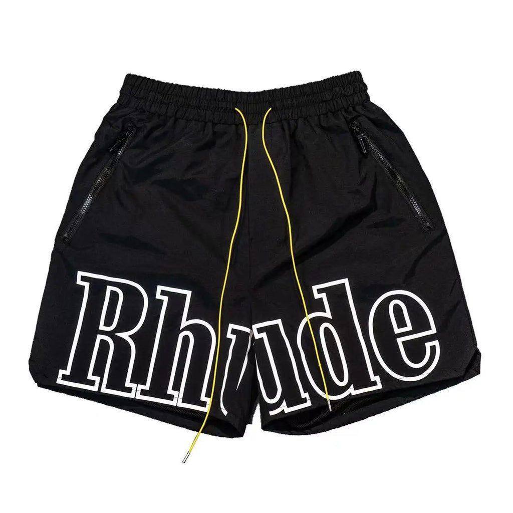 High street fashion RHUDE letter printed hip-hop casual pants beach pants men's five quarter shorts