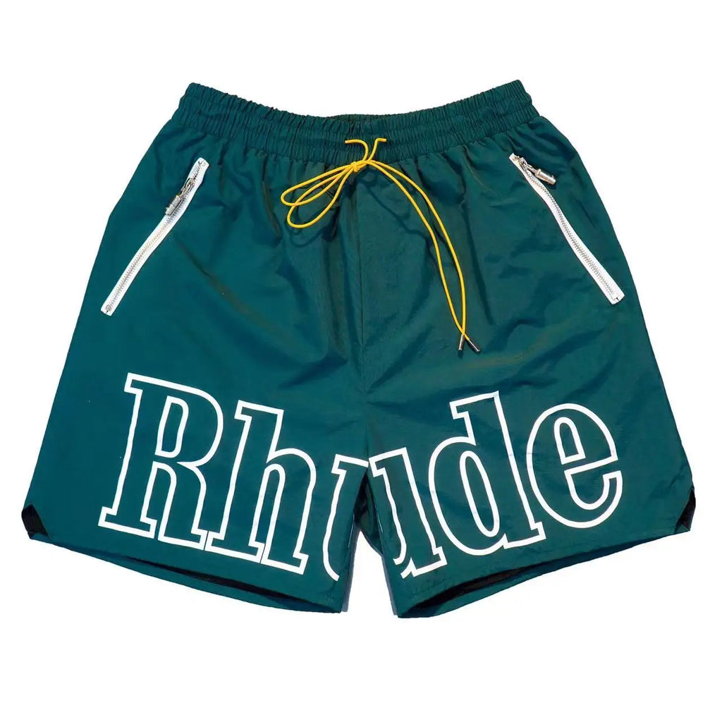 High street fashion RHUDE letter printed hip-hop casual pants beach pants men's five quarter shorts