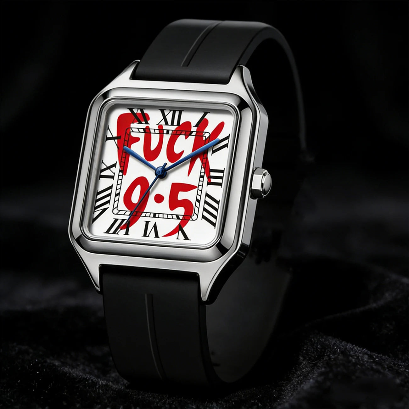 Fashionable and Elegant Neutral Stainless Steel Alloy Square Dial Silicone Strap Quartz Watch 3Atm Waterproof Minimalist Design