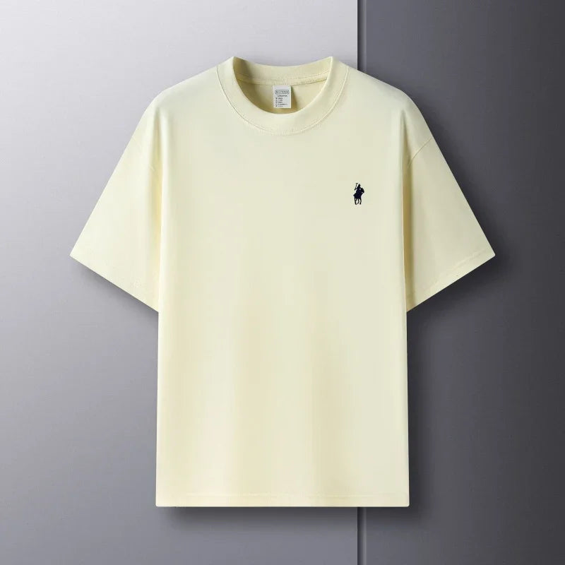 100% pure cotton short sleeve round neck men's T-shirt hot selling luxury brand summer exquisite pony embroidery breathable top