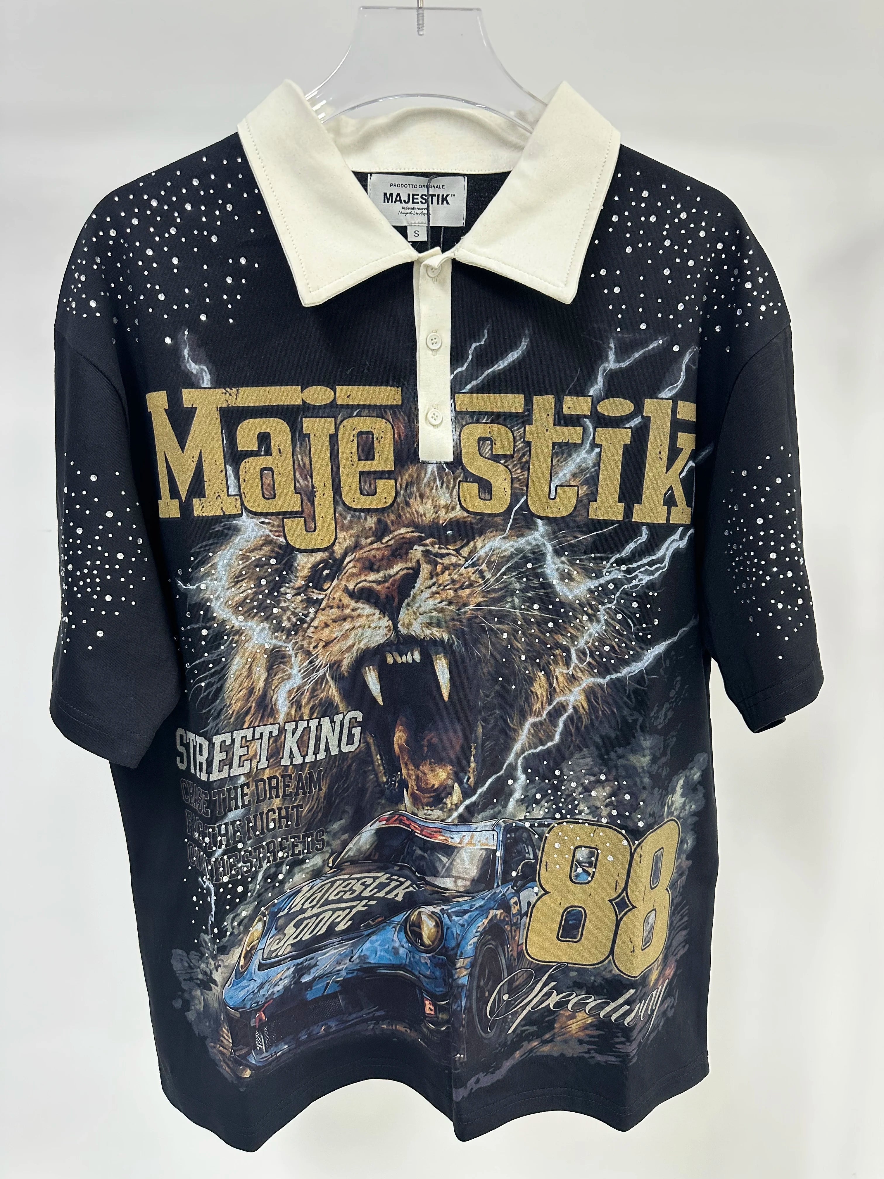 Color Match Striped Shinning Diamon Polo Shirts for Men Patchwork Streetwear Cotton High Quality Summer T-shirts Oversized