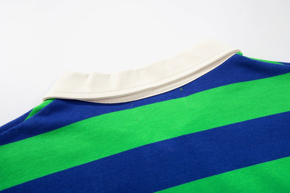 Color Match Striped Shinning Diamon Polo Shirts for Men Patchwork Streetwear Cotton High Quality Summer T-shirts Oversized