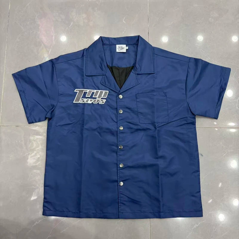 Green Triple Sevens Inseide Splice Black Shirts Chest Embroidery Label T-shirt Men Women Back 07 Digit Short Sleeve Loose Shirt