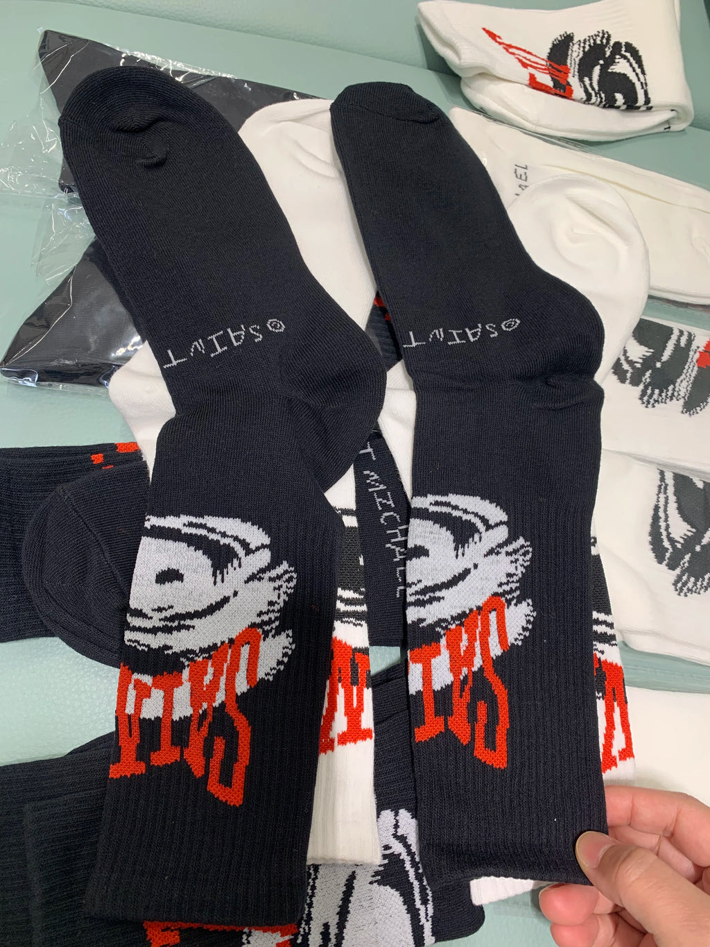 Real Pics One Pair Black White Socks Men Women Basketball Socks 25ss
